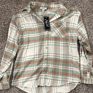 Women’s green and orange flannel